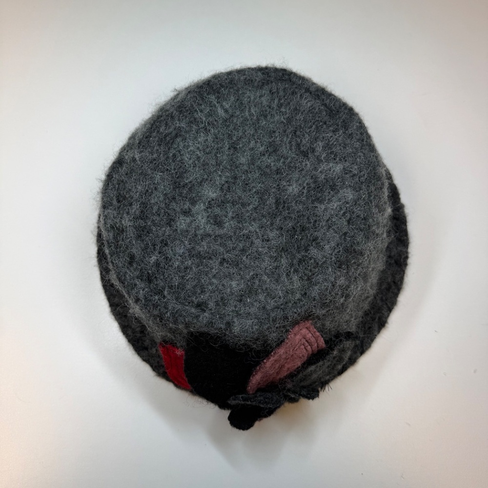 Adora Wool Blend Hat Deep Gray Threaded Flower Cl… - image 3